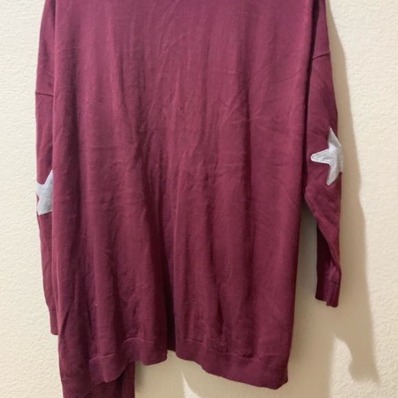 Burgundy plus cardigan from ASOS with stars on elbows - Picture 4 of 4